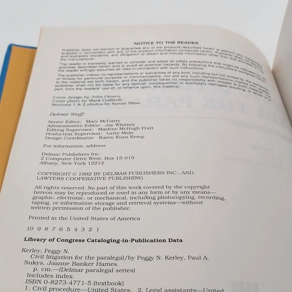 Kerley Civil Litigation for the Paralegal Hardcover 1st Printing 1992 Excellent - Picture 7 of 8
